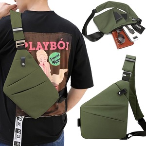 Anti-Theft Multi-pocket Chest Sling Crossbody Shoulder Bag-Right Shoulder, Green