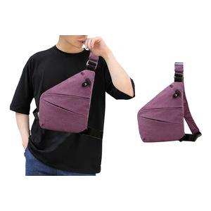 Anti-Theft Crossbody Bag Multi-pocket Chest Sling Shoulder Bag-Right Shoulder, Purple