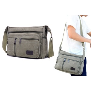 Canvas Messenger Bag Men's Sling Bag Cross Body Bag Shoulder Bag for Travel-Green