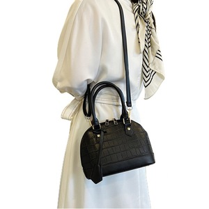 Croc PU Leather Crossbody Bag - Black