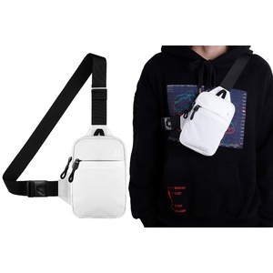 Crossbody Chest Bag Water Resistant Sling Bag Personal Casual Pocket Bag for Men Women-White