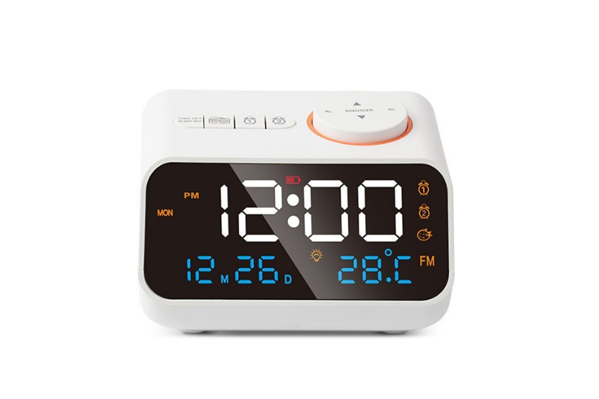 Buy Digital Alarm Clock with FM Radio for Bedroom with 2 Charging Port ...