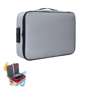Document Bag Document Organizer with Lock Home Office Travel Safe Holder Portable File Storage Box-Grey
