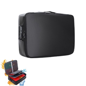 Document Bag Document Organizer with Lock Home Office Travel Safe Holder Portable File Storage Box-Black