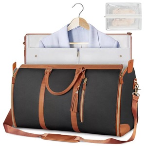 Foldable Travel Bag Garment Duffle Bag Large Capacity Folding Duffel Bag with Mini Pocket-Black