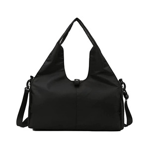 Gym Tote Bag with Shoe Compartment for Women Travel Duffel Bag Yoga Mat Holder - Black