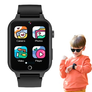 Kids Smart Watch Touch Screen Elastic Strap Smartwatch with Video Camera Pedometer-Black