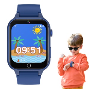 Kids Smart Watch Touch Screen Elastic Strap Smartwatch with Video Camera Pedometer-Blue