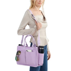 Large Canvas Tote Bag Crossbody Purse Handbag Laptop Work Bags For Women-Purple