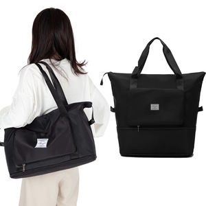 Large Capacity Collapsible Travel Bag Expandable Waterproof Duffel Bag-Black