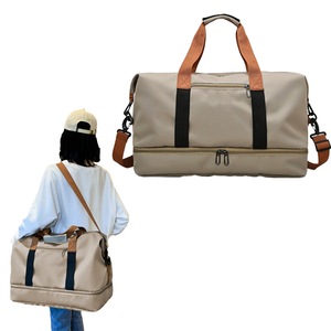 Large Capacity Travel Bag Dry and Wet Separation Travel Duffel Bag-Khaki