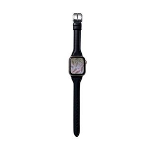 Leather Band Compatible with Apple Watch Dressy Slim Genuine Leather Strap Wristband for Women -Black-38