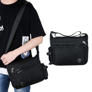 Lightweight Water-resistant Messenger Bag Multiple Pockets Travel Crossbody Sling Shoulder Bag-Black