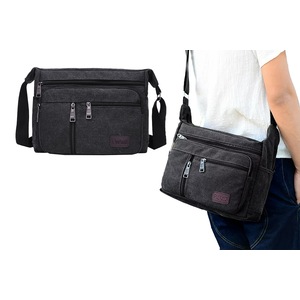 Men Vintage Crossbody Canvas Messenger Shoulder Bag-Black