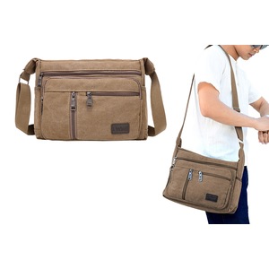 Men Vintage Crossbody Canvas Messenger Shoulder Bag-Brown