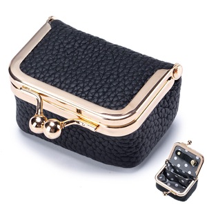 Mini Leather Jewelry Box Coin Purse Jewelry Case With Kiss Lock-Black