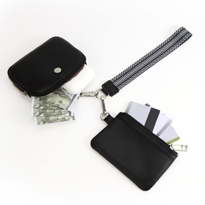 Mini Zip Around Dual Pouch Wristlet With Strap Wristlet Keychain Wallet Coin Purse-Style 2