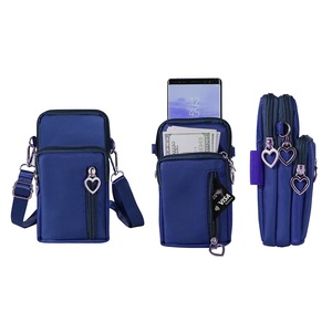 Nylon Phone Multi-Pocket Crossbody Bag(Navy)