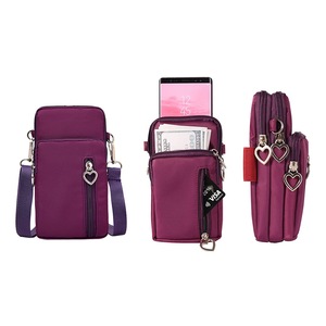 Nylon Phone Multi-Pocket Crossbody Bag(Purple)