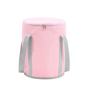 Outdoor Travel Foldable Foot Bath Bucket Portable Foot Spa Soaking Bucket with Storage Bag -Covered Pink