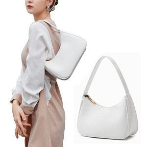 Shoulder Bag For Women Elegant Feminine Mini Handbags with Zipper Closure-White