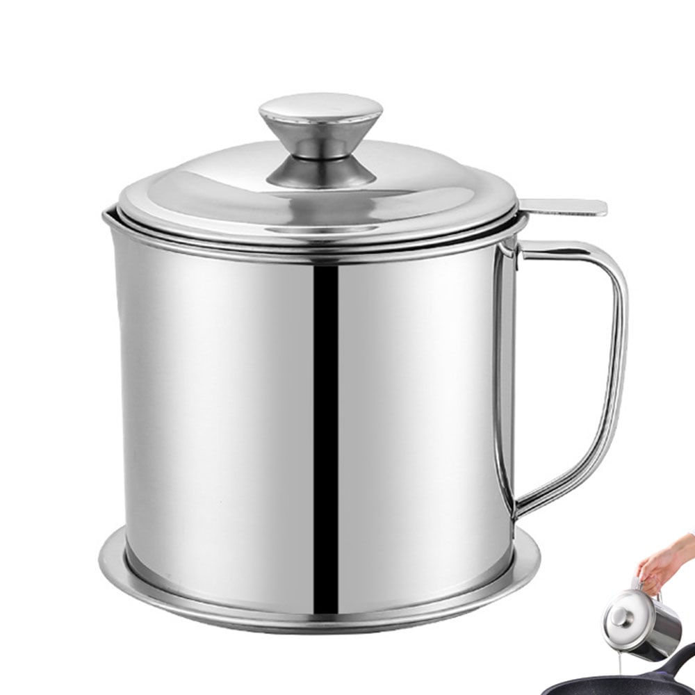 Buy Stainless Steel Grease Container Oil Strainer Pot with Dust Proof ...