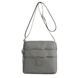 Three-Pocket Splash-Proof Nylon Crossbody Bag-Grey