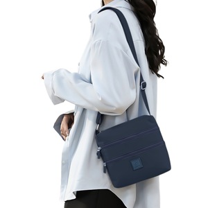 Three-Pocket Splash-Proof Nylon Crossbody Bag-Royal Blue