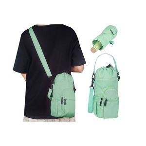 Water Bottle Carrier Bag Adjustable Crossbody Bottle Pouch Holder for Hiking Travelling Camping-Green