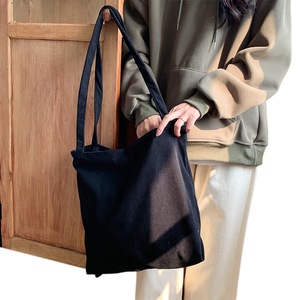Women Corduroy Tote Bag Shoulder Hobo Bag Big Capacity Shopping Work Bag-Black