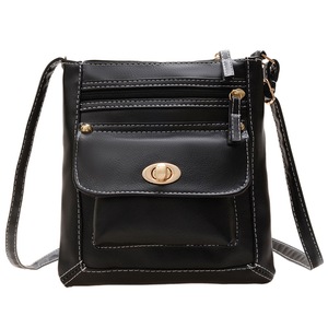 Womens Vintage PU Leather Messenger Bag-Black