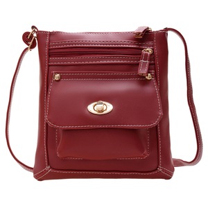 Womens Vintage PU Leather Messenger Bag-Red