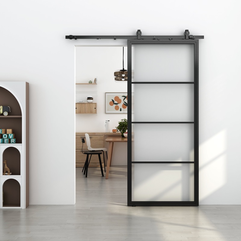 Buy Steel Frame Glass Barn Door Package SG04 - MyDeal