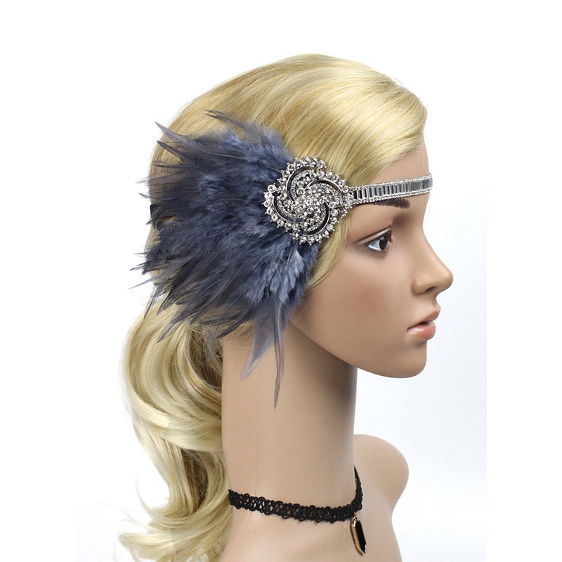 1920s Headband Feather 20s 20's Bridal Great Gatsby Flapper Headpiece Gangster - Foto 5