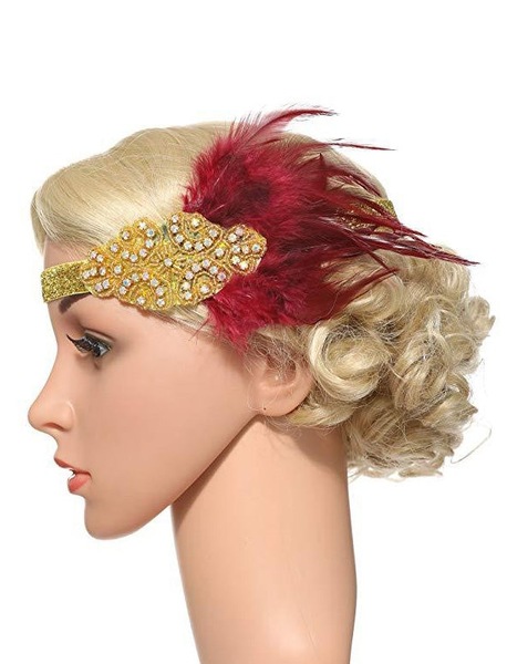 Buy 1920s Red Feather Vintage Great Gatsby Flapper Headpiece - MyDeal ...