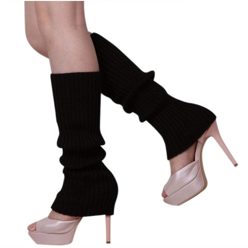 Buy Black Womens Pair of Party Legwarmers Knitted Dance 80s Costume Leg ...