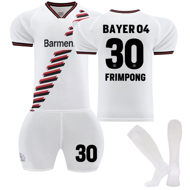 Buy 202324 BAYER 04 Leverkusen Away Youth Soccer Jersey Outfits White