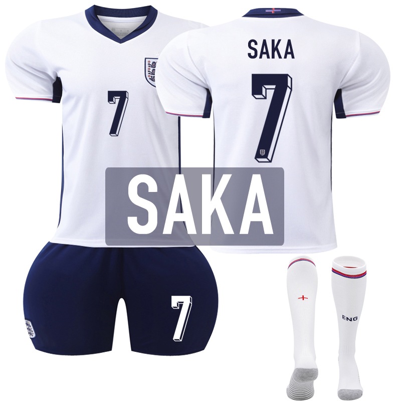 Buy 2024 European Cup England Home Football Jersey Set No.7 SAKA White