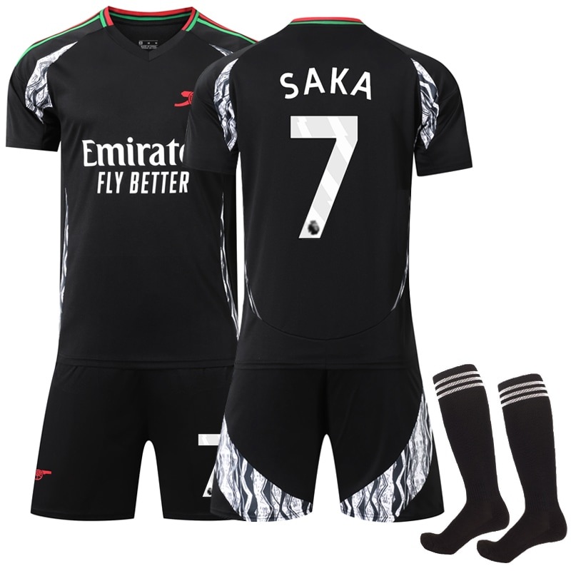 Buy 24/25 Arsenal Away Football Jersey Set 7 SAKA Black Soccer
