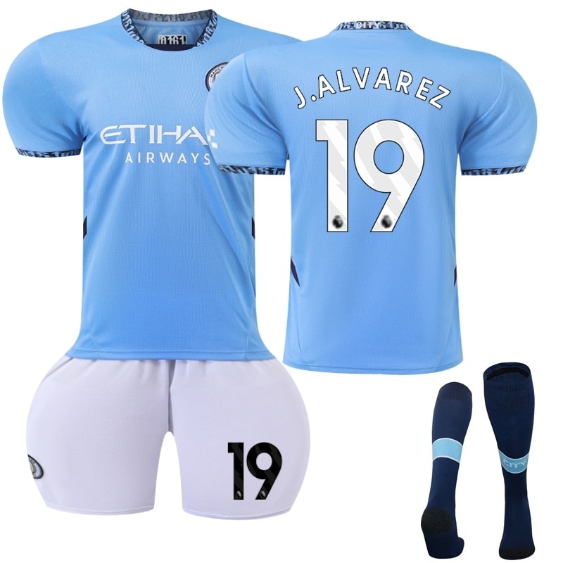 Buy 24/25 Manchester City Home Jersey No.19 J.ALVAREZ Football Uniform