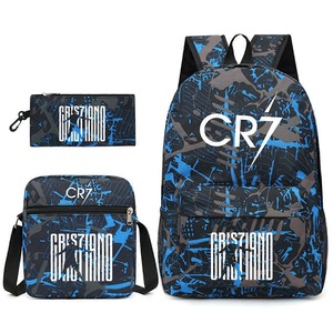 3Pcs/SetRonaldo CR7 Blue School Bag Backpack Students Book Bag Causl Daypack for Girls Boyswith Messenger Bags Pencilcase