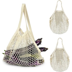 Reusable Grocery Mesh Bag, Portable And Washable Long Handle Cotton String Shopping Bag, Cotton Reusable Mesh Production Mesh Tote Bag Set For Fruit A