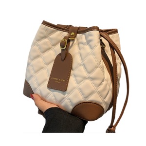 Women Shoulder Messenger Bags Lady Travel Advanced Sense Drawstring Bucket Bag Thread Vintage Color Matching