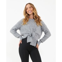 Bonnie Tie Front Knit Grey Marle
