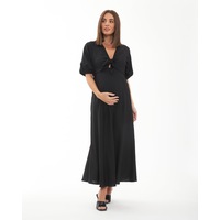 Camille Tie Front Linen Dress Black