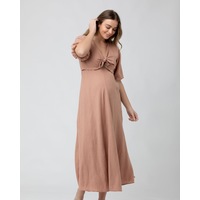 Camille Tie Front Linen Dress Clay