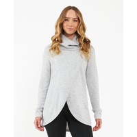 Cowl Neck Nursing Knit Silver Marle