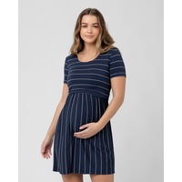 Crop Top Nursing Dress Indigo / White