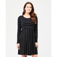 Crop Top Nursing Dress Long Sleeve Black / Flint