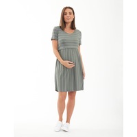 Crop Top Nursing Dress Olive / White